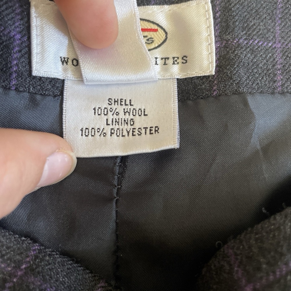 Talbots Petites Womens Dress Pants Charcoal Purple Plaid 100% Wool Lined 16W - Picture 3 of 12